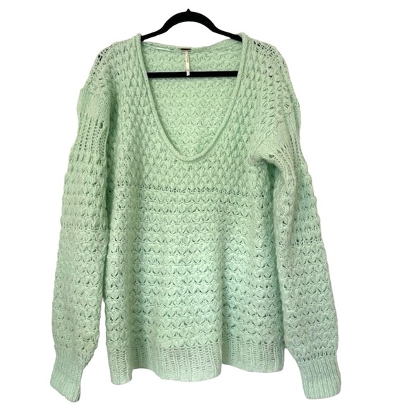 Free People Crashing Waves Mixed Knitting Wool Blend Sweater Womens Medium - Picture 5 of 12